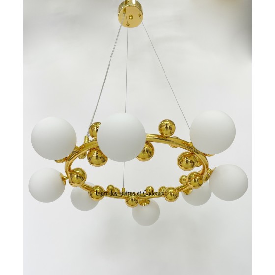 Lustre rond doré brillant