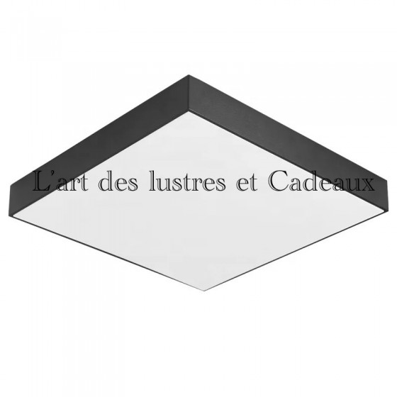 Plafonnier LED carré noir 30W